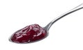 Spoon of red jam isolated on white background Royalty Free Stock Photo