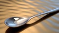 A spoon is shown on a table with a golden background, AI