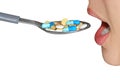 Spoon tablets as meals Royalty Free Stock Photo