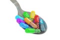 Spoon with vitamins, 3D rendering Royalty Free Stock Photo