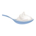 Spoon yogurt icon, cartoon style Royalty Free Stock Photo