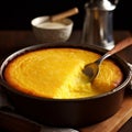 Spoonbread: Soft Cornmeal Pudding, Perfect as a Side Dish Royalty Free Stock Photo