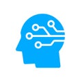 Human head tech logo, Circuit board technological brain, Artificial intelligence, Simple flat design icon symbol. Royalty Free Stock Photo