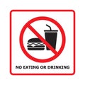 No eating or drinking sign, Prohibition symbol sticker for public places, Isolated on white background Royalty Free Stock Photo