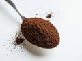 Spoonful of coffee grounds isolated on white background Royalty Free Stock Photo