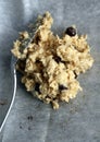 Spoonful of Raw Chocolate chips and oatmeal cookie batter Royalty Free Stock Photo