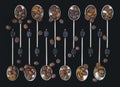 Spoons with coffee beans Royalty Free Stock Photo