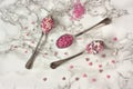 Spoons with cupcake sprinkles Royalty Free Stock Photo