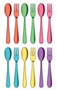 Spoons and fork icons, vector