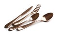 Spoons, fork and knife on white background Royalty Free Stock Photo