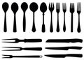 Spoons, forks and knives in a set