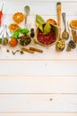 Spoons with herbs and spices Royalty Free Stock Photo