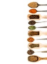 Spoons with herbs and spices Royalty Free Stock Photo