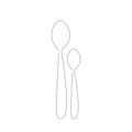 Spoons silhouette line drawing, vector illustration