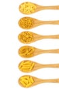 Spoons with various pasta