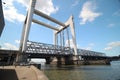 Spoorbrug bridge Dordrecht and road bridge Zwijndrechtse brug in the Netherlands over the Merwede Royalty Free Stock Photo