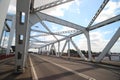 Spoorbrug bridge Dordrecht and road bridge Zwijndrechtse brug in the Netherlands over the Merwede Royalty Free Stock Photo