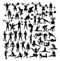 Fitness and Gym Activity Silhouettes Royalty Free Stock Photo