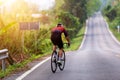 Sport action the cyclist road bicycle on the street Royalty Free Stock Photo