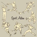 Sport Action Vintage Drawing Style