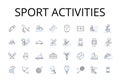 Sport activities line icons collection. Exercise routines, Leisure pursuits, Recreational pastimes, Athletic endeavors
