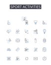 Sport activities line icons collection. Exercise routines, Leisure pursuits, Recreational pastimes, Athletic endeavors