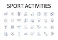 Sport activities line icons collection. Exercise routines, Leisure pursuits, Recreational pastimes, Athletic endeavors