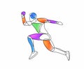 Sport and activity man runner jogger running isolated line art drawing