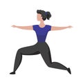 Sport activity. Woman doing exercises. Athletic female training. Character standing in yoga asana. Fitness and Pilates