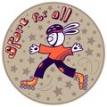 Sport for all. Hare is rollerskating.