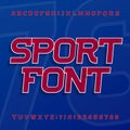 Sport alphabet vector font. Oblique typeface for labels, titles, posters or sportswear.