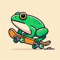 sport animal cool frog jumping on a skateboard wearing a hat