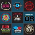 Sport athletic college baseball football logo emblem collection. Graphics and typography t-shirt design for apparel.