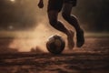 game soccer football goal kick competition foot sport ball stadium. Generative AI.