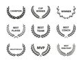 Sport Awards and best nominee award wreaths on white background. Vector