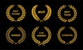 Sport Awards and best nominee gold award wreaths on dark background Royalty Free Stock Photo