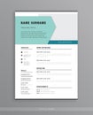 simple minimal vector cv resume template layout. aesthetic modern curriculum vitae design on white background for print.