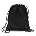 Sport backpack, backpacker bag with drawstrings. 3d black schoolbag. Isolated vector illustration