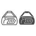 Sport bag line and solid icon, Gym concept, fitness bag sign on white background, Duffle handbag icon in outline style
