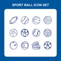 Sport ball hand drawn sketch or doodle icon set Royalty Free Stock Photo