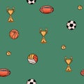 Sport ball seamless pattern vector Ball football basketball volleyball Royalty Free Stock Photo