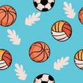 Sport ball seamless pattern vector Ball football basketball volleyball Royalty Free Stock Photo