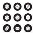 Sport balls black icons set Royalty Free Stock Photo