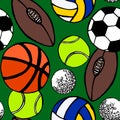 Sport balls colorful vector seamless pattern design Royalty Free Stock Photo