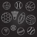 Sport balls doodle vector set