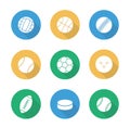 Sport balls flat design icons set Royalty Free Stock Photo