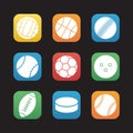 Sport balls flat design icons set Royalty Free Stock Photo