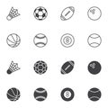 Sport balls icon set, line and glyph version