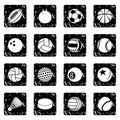 Sport balls icons set grunge vector