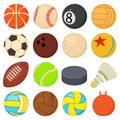 Sport balls icons set play types, cartoon style